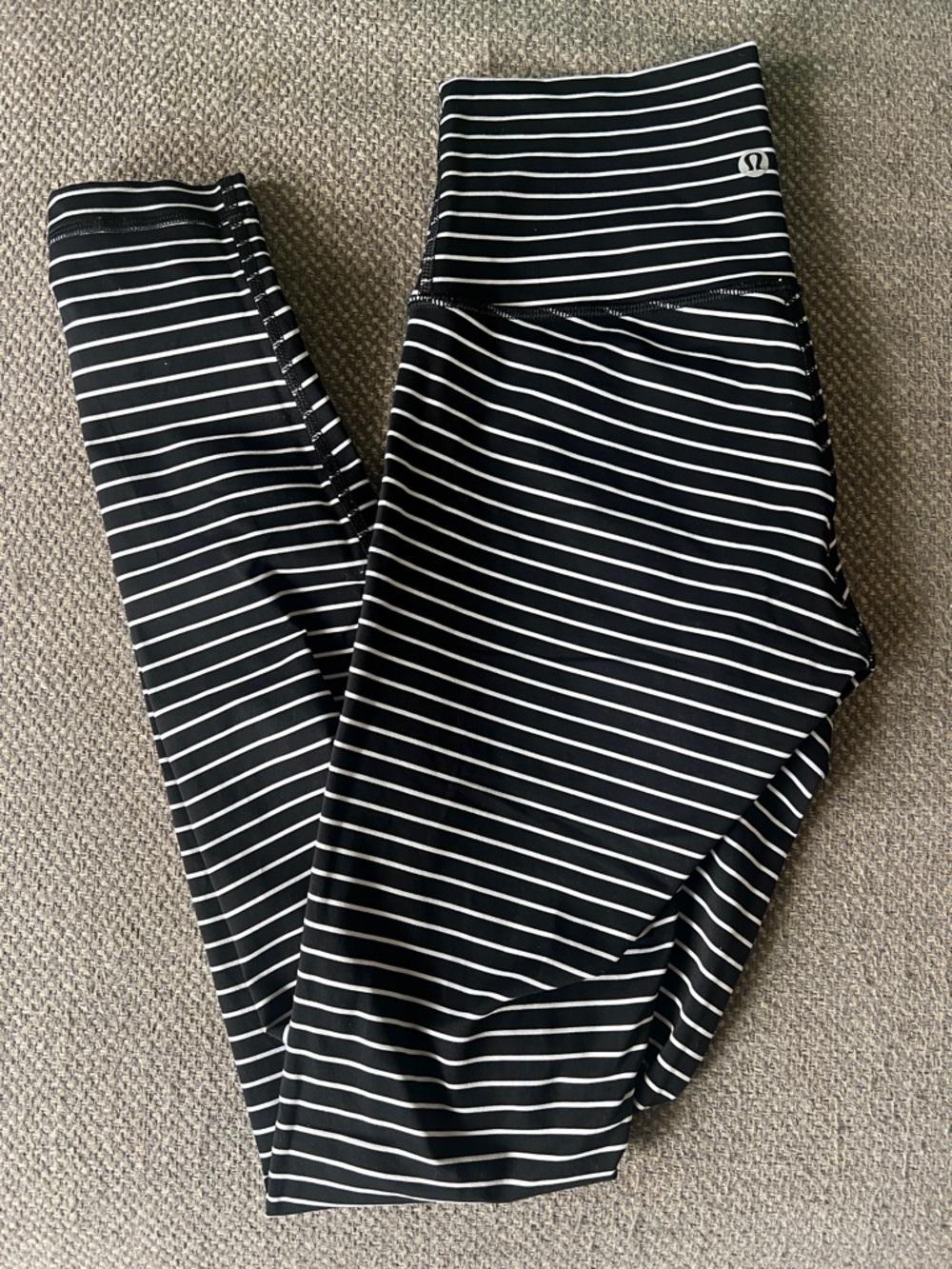 Lululemon Black & White Striped Leggings